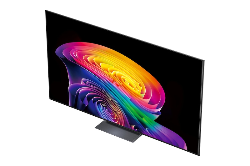 A LG OLED evo AI C6, para uma experiência de jogo imbatível em 4K a 165Hz, exibe um jogo de corrida em alta velocidade com um carro amarelo de fórmula em movimento, a palavra "WIN" em negrito na tela e os logotipos NVIDIA G-SYNC e AMD FreeSync Premium na parte superior.