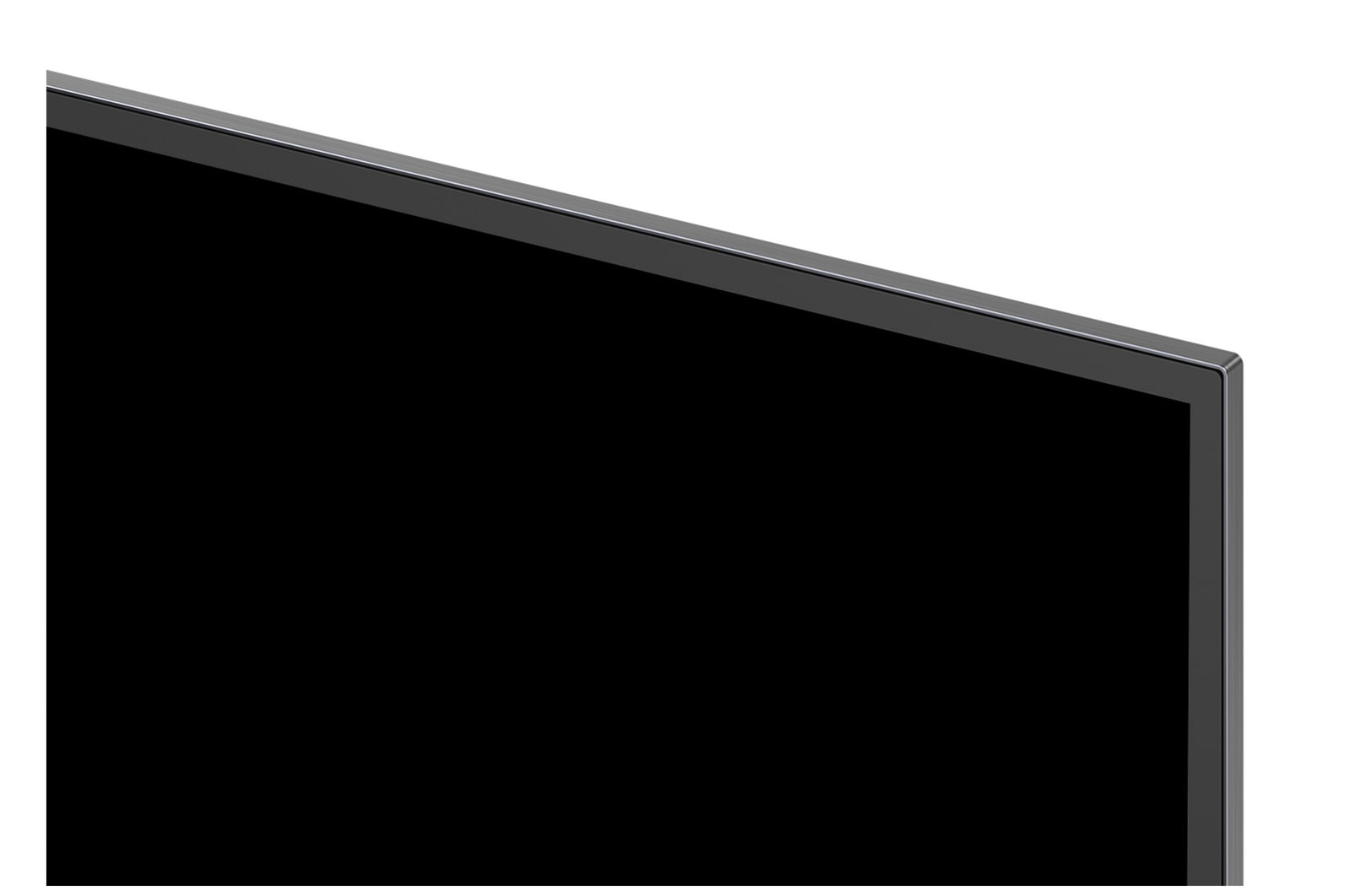 A LG OLED evo AI C6 está instalada na parede de uma sala de estar elegante, apresentando um design ultrafino com bordas estreitas, e exibe na tela uma paisagem urbana à beira do rio ao pôr do sol.