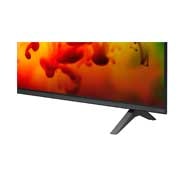 Uma LG QNED AI QNED70 Mini LED, para jogabilidade extrema, mostra uma cena de jogo de ação em ritmo acelerado com uma comparação que destaca os movimentos mais suaves, com suporte para até 60Hz, VRR, ALLM, HGiG e GeForce NOW.