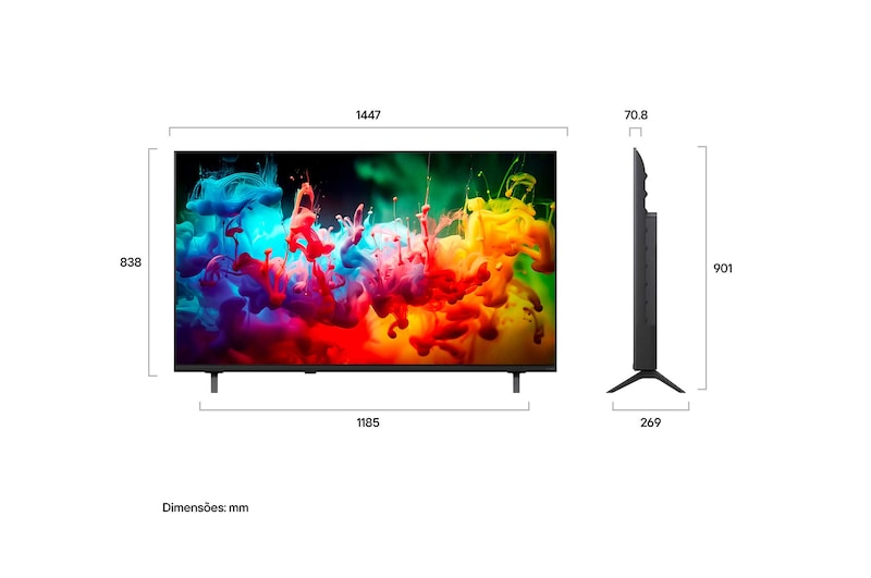 LG Smart TV LG QNED Mini LED AI 4K QNED70 65 polegadas 2026, 65QNED70BSA