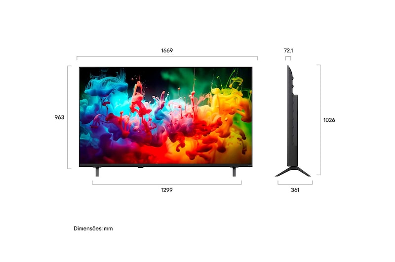 LG Smart TV LG QNED Mini LED AI 4K QNED70 75 polegadas 2026, 75QNED70BSA