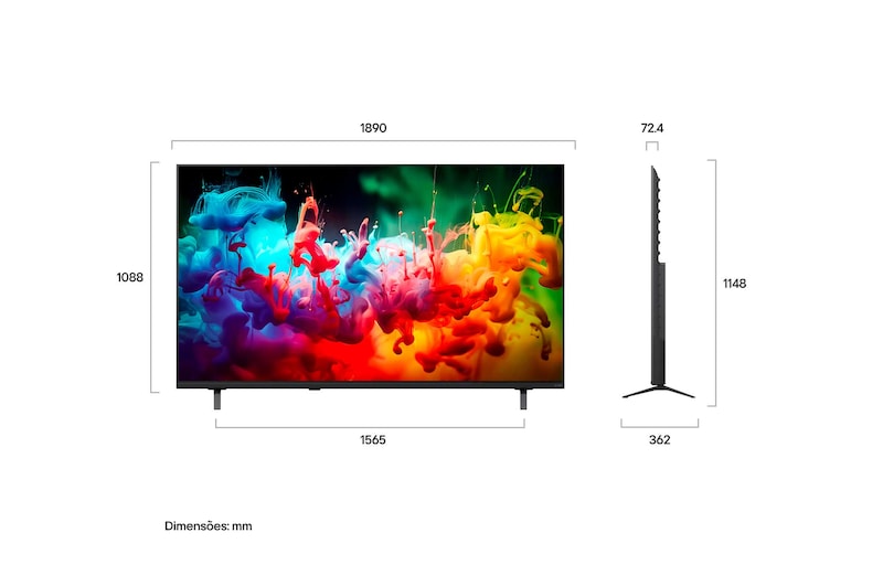 LG Smart TV LG QNED Mini LED AI 4K QNED70 85 polegadas 2026, 85QNED70BSA