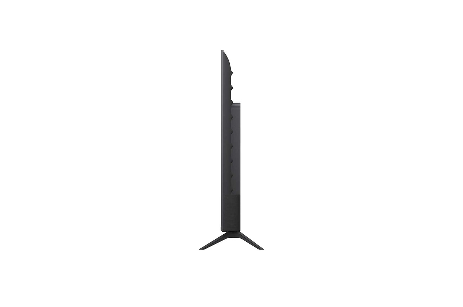 Uma LG QNED AI QNED70 Mini LED, mostrada nas vistas frontal e lateral, destacando a tela de 50 polegadas com 1.112 mm de largura e 649 mm de altura, 711 mm de altura com suporte, 70,8 mm de profundidade e suporte com dimensões de 902 por 230 mm.