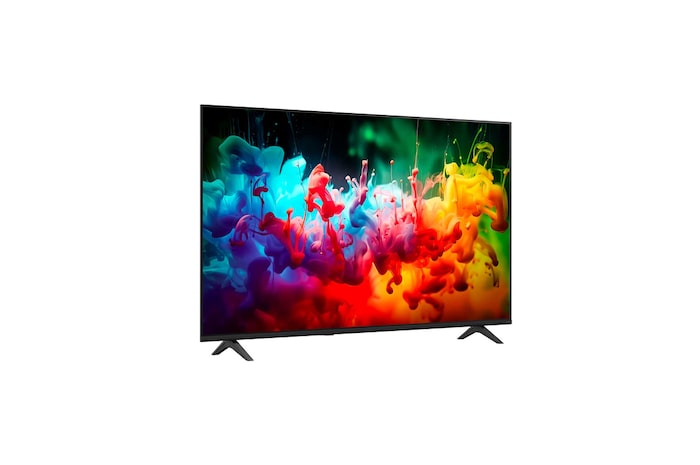 Uma LG QNED AI QNED70 Mini LED destaca como seus Mini LEDs revelam texturas de rochas mais nítidas e detalhes do oceano mais claros do que os LEDs convencionais em uma cena dividida de um penhasco na costa, produzindo pretos mais profundos e contraste mais refinado para maior clareza e profundidade.