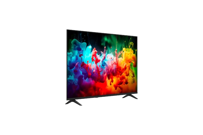 O processador alpha 7 AI 4K Gen9 da LG QNED AI QNED70 Mini LED brilha no centro de uma placa de circuito amarela, destacando o processamento de IA mais inteligente e poderoso que aprimora a nitidez da imagem 4K com contraste e profundidade aprimorados.
