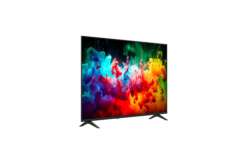 O processador alpha 7 AI 4K Gen9 da LG QNED AI QNED70 Mini LED brilha no centro de uma placa de circuito amarela, destacando o processamento de IA mais inteligente e poderoso que aprimora a nitidez da imagem 4K com contraste e profundidade aprimorados.