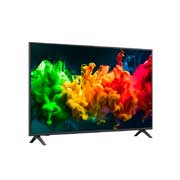 LG QNED evo AI QNED80 Mini LED com tela gigante, está instalada na parede de uma sala de estar, exibindo uma comemoração de vitória esportiva com cores vibrantes e qualidade de imagem refinada em toda a tela, enquanto uma família vibra junta.