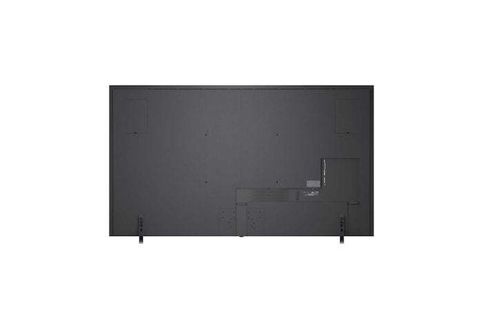 LG QNED evo AI QNED85 Mini LED 100-inch Ultra Big TV is wall-mounted in a living room, displaying a sports victory celebration with vivid colors and refined picture quality across the wide screen as a family cheers together.