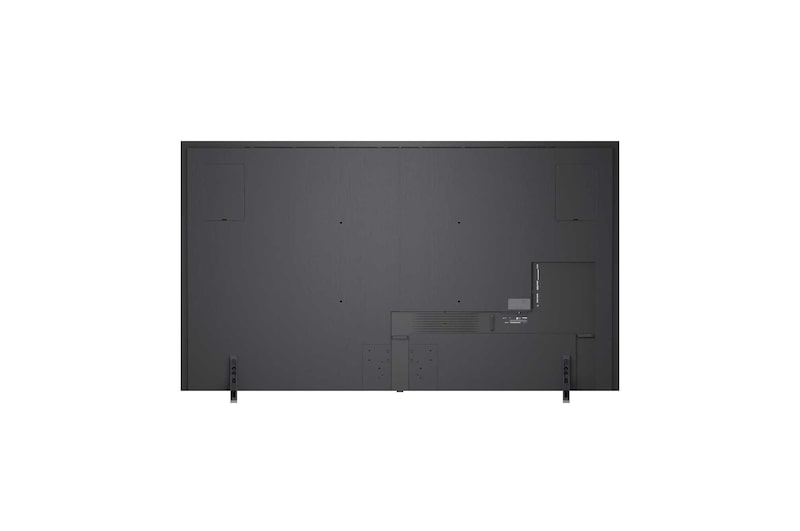 LG QNED evo AI QNED85 Mini LED 100-inch Ultra Big TV is wall-mounted in a living room, displaying a sports victory celebration with vivid colors and refined picture quality across the wide screen as a family cheers together.