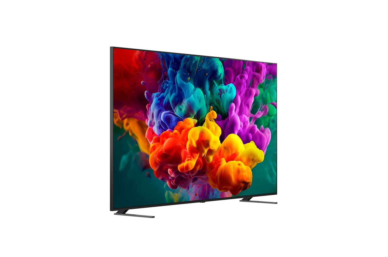 LG QNED evo AI QNED85 Mini LED highlights Mini LED with Precision Dimming Pro through a split aurora-lit glacier mountain scene, comparing conventional LED with deeper blacks and refined contrast to achieve greater precision and clarity.