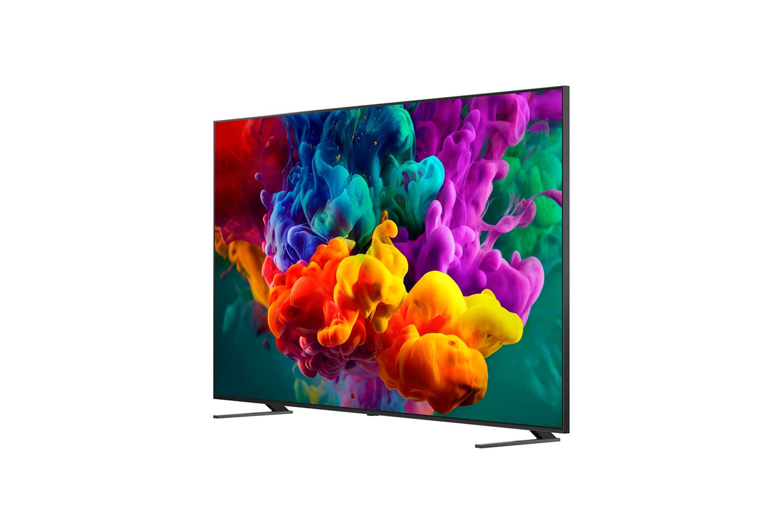 LG QNED evo AI QNED85 Mini LED’s alpha 8 AI Processor 4K Gen3 glows in blue light on a circuit board, highlighting AI processing performance with NPU x5.0 Faster Neural Processing, GPU 10% More Powerful Graphics, and 20% Memory Enhanced Throughput.