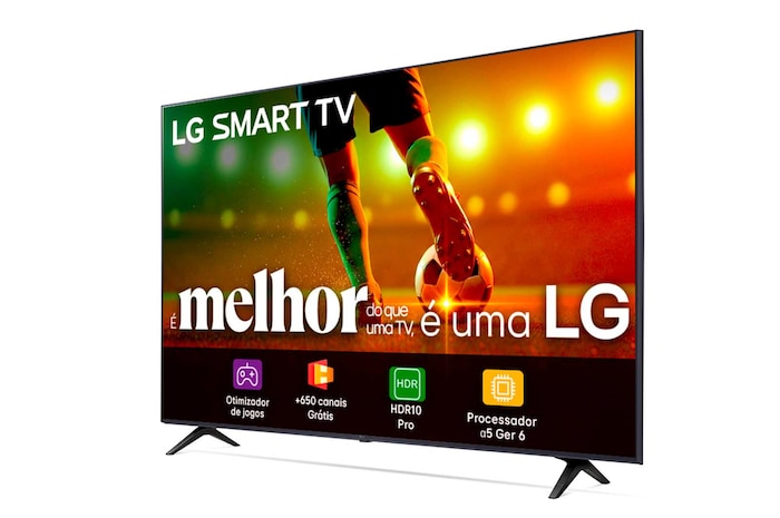 Slightly-angled left-facing side view of LG FHD TV, LR67