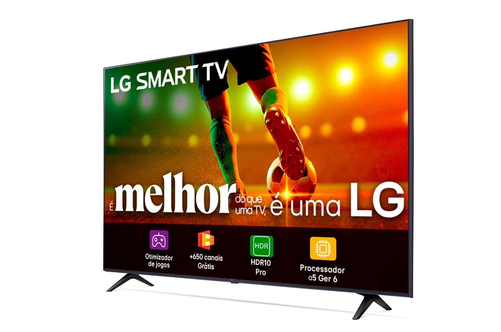 Slightly-angled left-facing side view of LG FHD TV, LR67