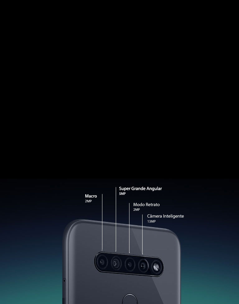 Vista traseira do smartphone mostrando quatro câmeras