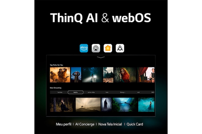 LG Smart TV LG 55” 4K QNED VA AI Processor Wi-Fi Bluetooth Google Assistente e Alexa - 55QNED75SRA, 55QNED75SRA