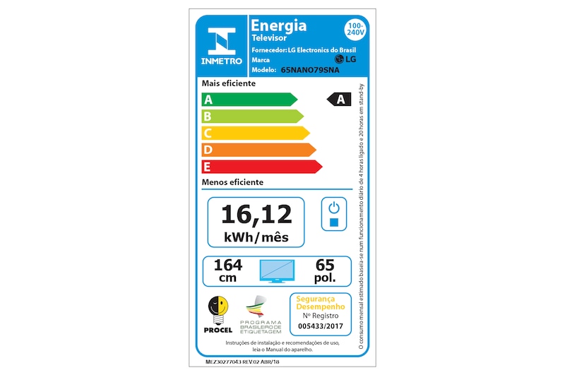 LG Smart TV LG 65'' 4K NanoCell WiFi Bluetooth HDR Inteligência Artificial ThinQAI Google Assistente Alexa IOT, 65NANO79SNA