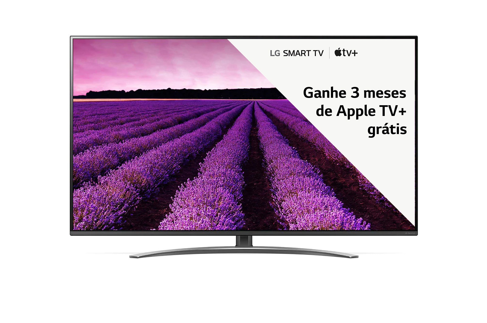 Vista frontal de Smart TV LG 65&#34; 4K HDR Ativo NanoCell Inteligência Artificial ThinQ AI Som DTS Virtual X 65SM8100PSA