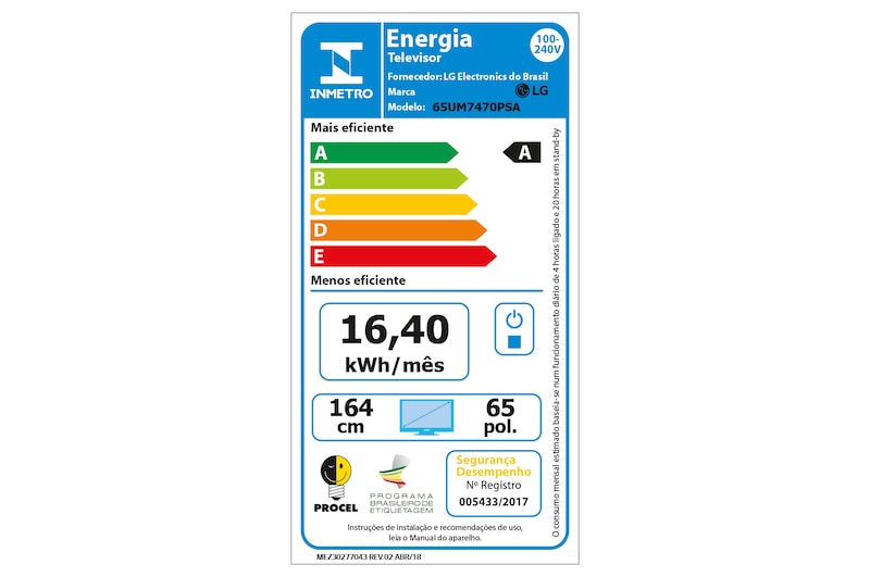 LG Smart TV LG 65" 4K HDR Ativo, ThinQ AI Inteligência Artificial, Painel IPS, DTS Virtual X:, 65UM7470PSA