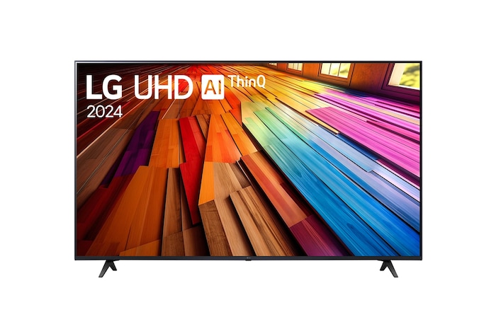 Vista frontal da TV LG UHD, UT80