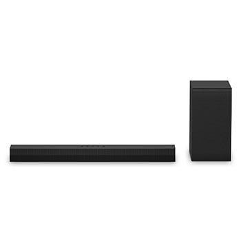 Front view of LG Soundbar S40T and subwoofer