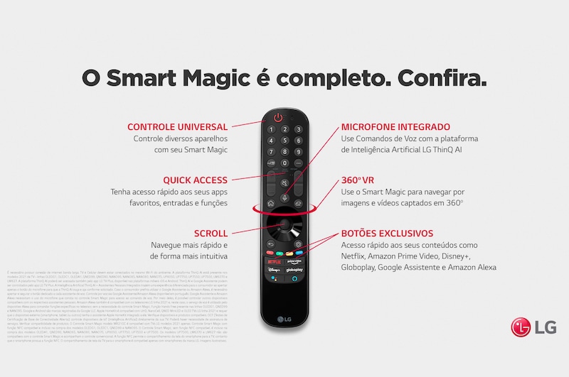 LG 2021 Smart TV LG 75" 4K UHD 75UP8050 WiFi Bluetooth HDR Inteligência Artificial ThinQ Smart Magic Google Alexa, 75UP8050PSB