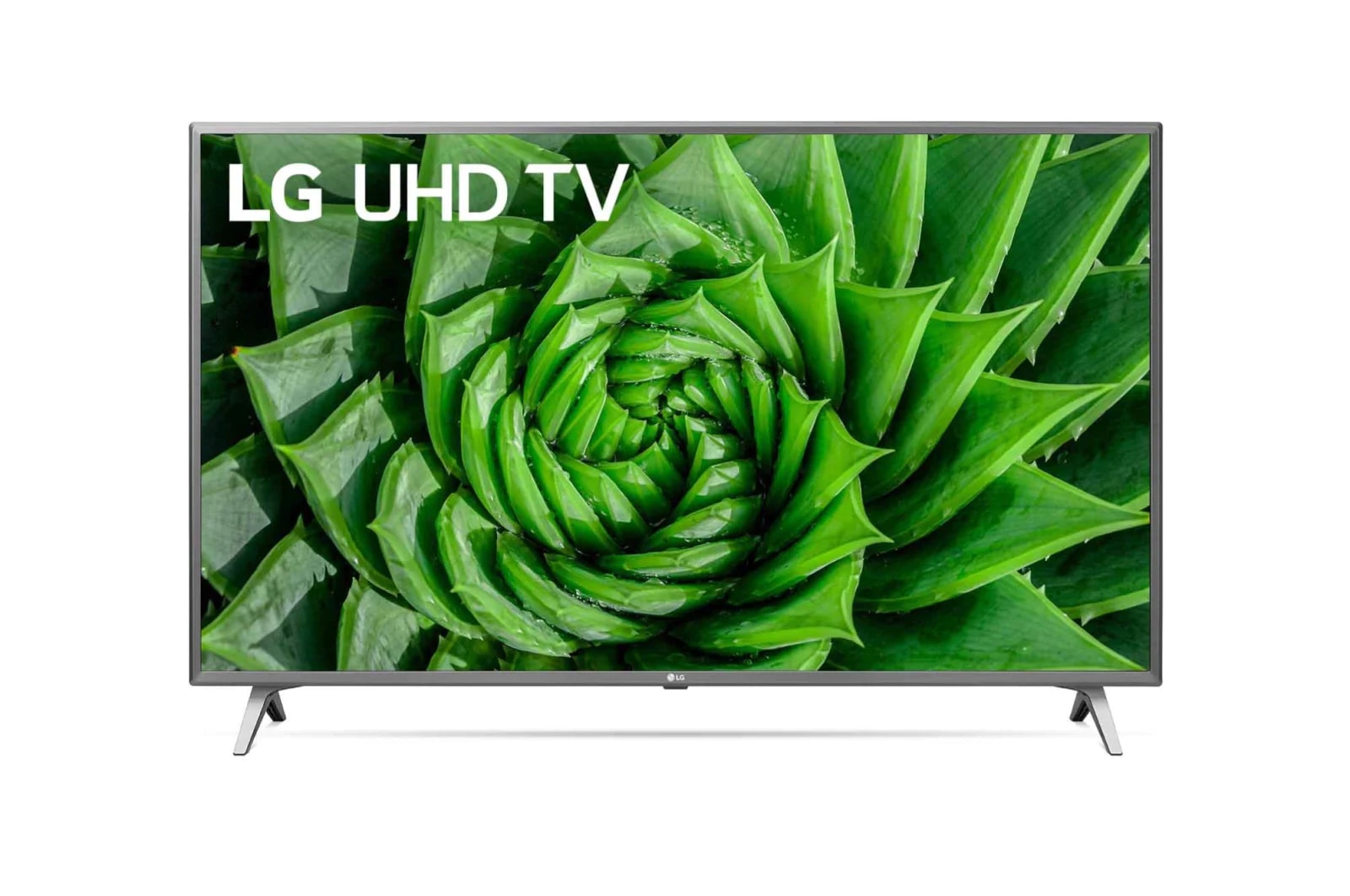 Vista frontal de Smart TV LG 82&#34; 4K, UHD, Wi-Fi, Bluetooth, HDR Inteligência Artificial ThinQ AI, Google Assistente Alexa  82UN8000PSB
