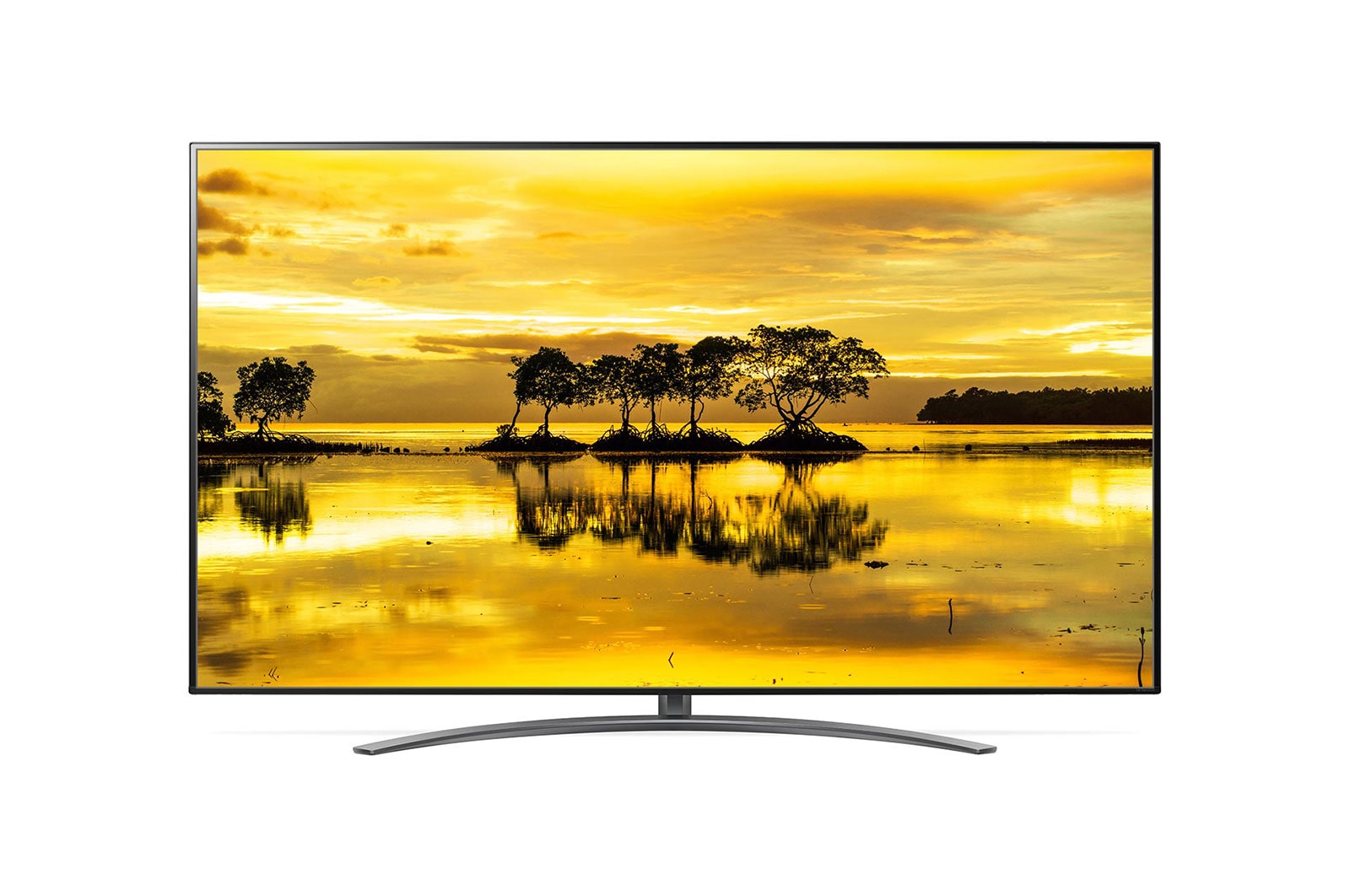 Vista frontal de Smart TV NanoCell LG 86&#34; 4K HDR, Processador α7, ThinQ AI Inteligência Artificial, Dolby Vision / Atmos 86SM9070PSA