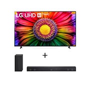 Vista frontal de Combo Smart TV LG 86'' 4K UHD UR8750 - HDR WiFi Bluetooth Alexa + Sound Bar LG SH7Q 86UR8750