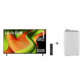 Vista frontal de Ar Condicionado Portátil LG 14.000 Frio 127V + Smart TV LG OLED AI B5 4K de 55"  LP1419.OLED55B