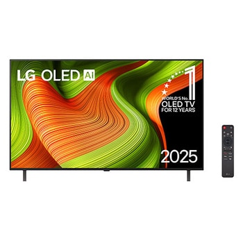 Vista frontal da Smart TV LG OLED AI B5 4K de 77 polegadas 2025 OLED77B5PSA