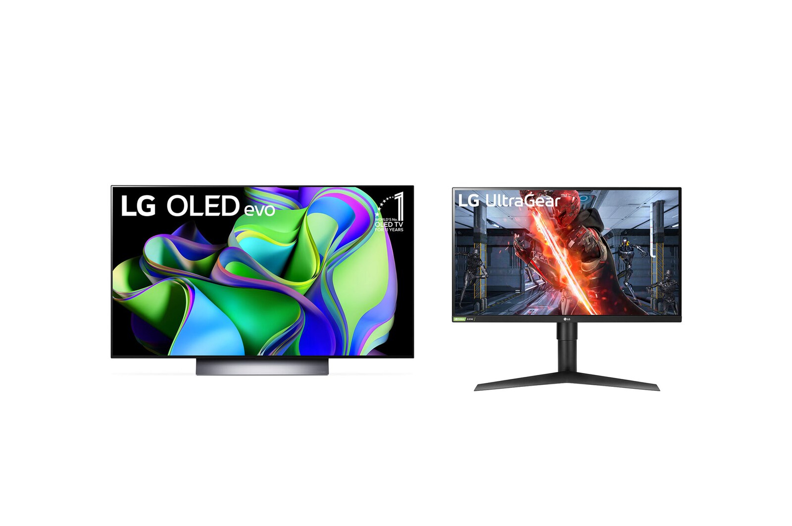 Smart TV LG OLED evo C3 48” 4K, 2023 + Monitor Gamer LG UltraGear