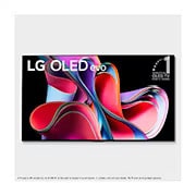 Vista frontal da LG OLED evo, com o emblema 11 Anos TV OLED Nº 1 no Mundo e o logotipo de 5 anos de garantia na tela