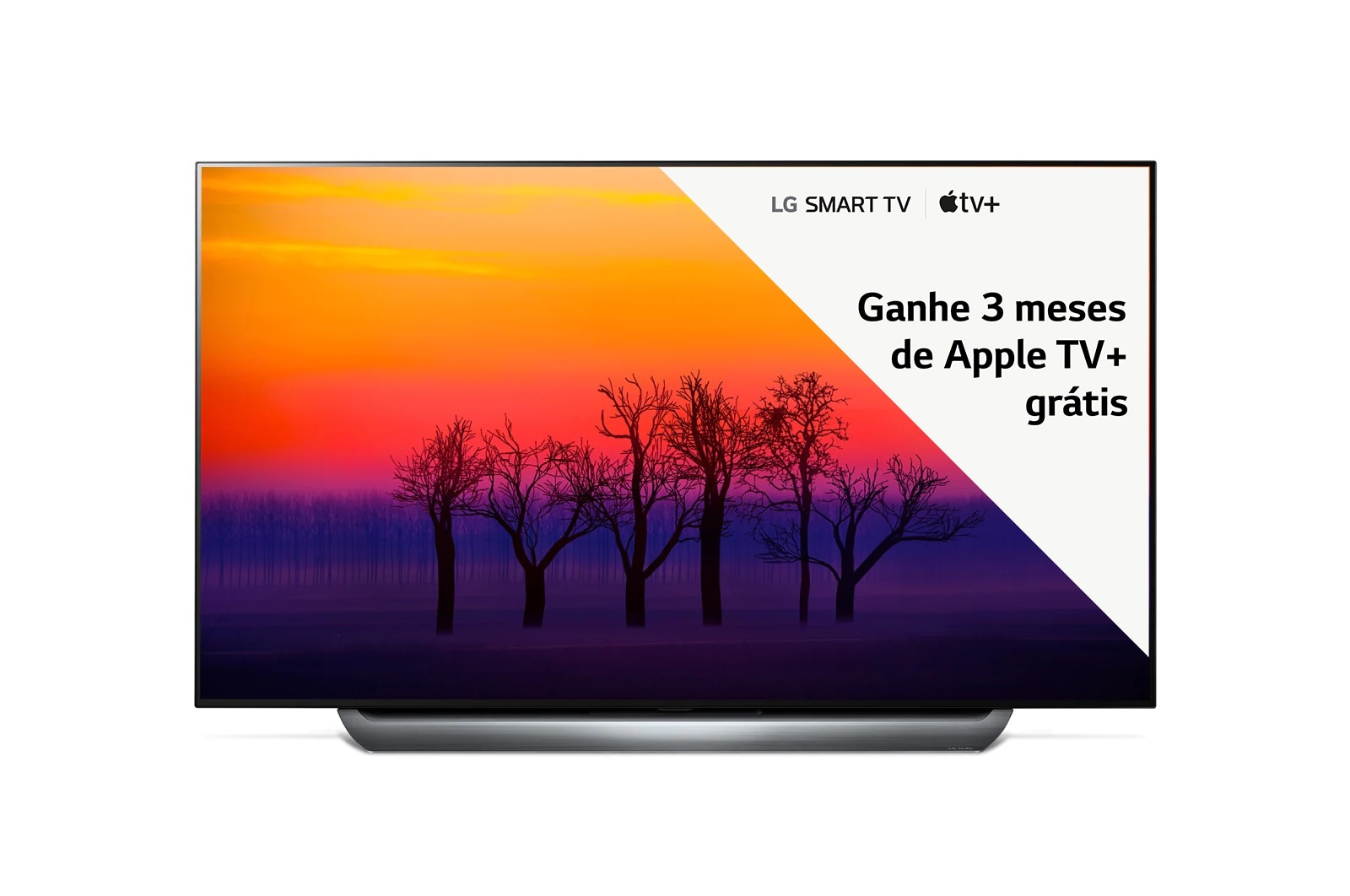 Vista frontal de Smart TV 4K OLED 65&#34; LG com Preto Puro, Cores Perfeitas, Cinema HDR e Dolby Atmos, ThinQ AI OLED65C8PSA