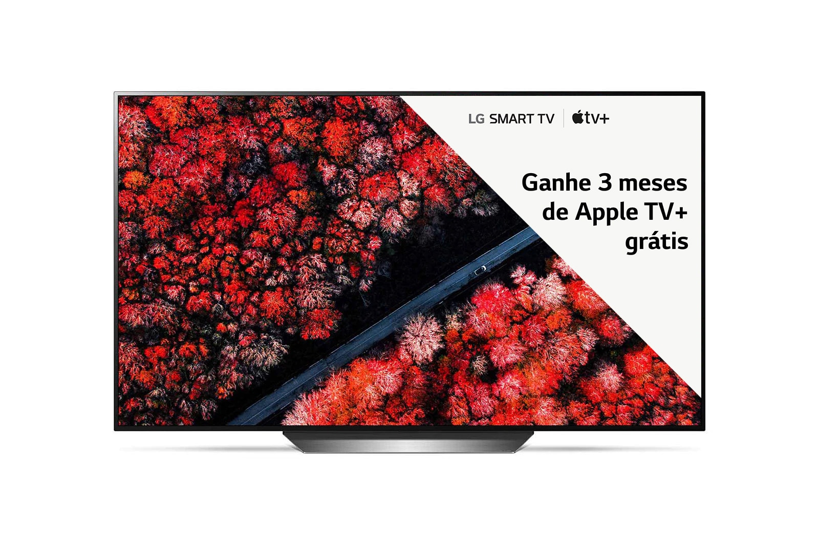 Vista frontal de Smart TV OLED LG 77&#34; 4K, Processador α9, ThinQ AI Inteligência Artificial, Dolby Vision / Atmos OLED77C9PSB