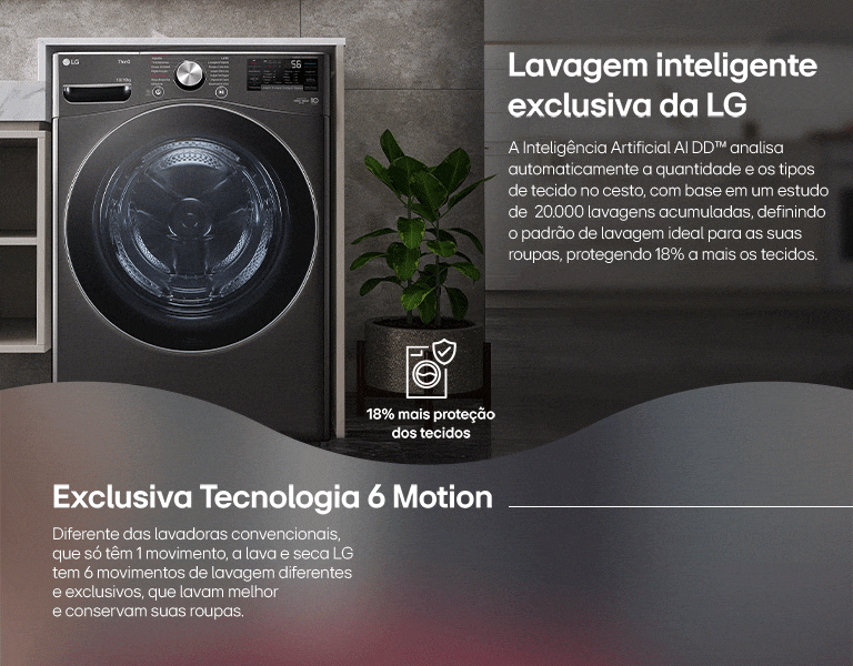 Lavagem inteligente exclusiva da LG