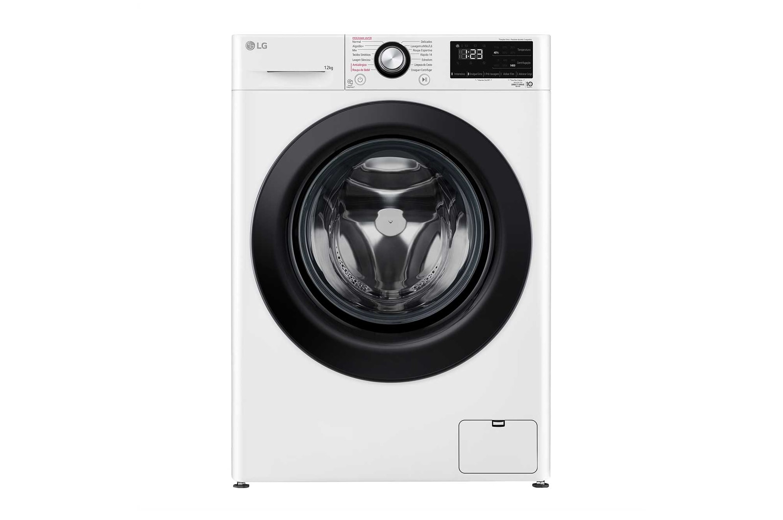 Vista frontal de Lavadora LG VC5 12kg Branca com Inteligência Artificial AIDD™ - 127V FV3012WC5