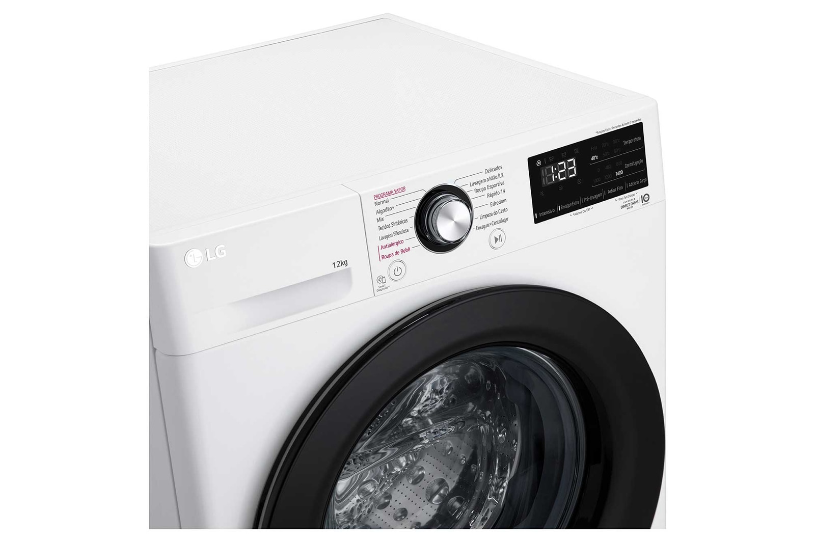 LG Máquina de Lavar LG 16kg Branca com Inteligência Artificial AIDD™ e porta com fechamento suave, WT16WV6, Top view