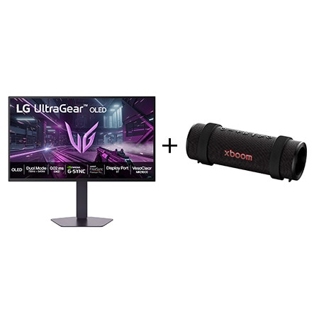 Combo Monitor LG OLED UltraGear™ 27GX790B 27", 480Hz + Caixa de Som Bluetooth LG xboom Grab by will.i.am - East LA - 27GX790.GRAB