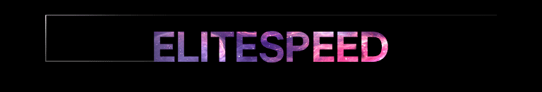 A palavra 'SPEED' em letras grandes com gradiente, centralizada em um fundo escuro, com uma caixa fina contornada se estendendo a partir da esquerda.