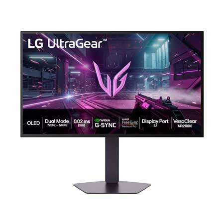 Front view of 27” LG UltraGear™ OLED Gaming Monitor, Dual Mode(720Hz@HD, 540Hz@QHD), DP2.1, Black - 27GX790B-B