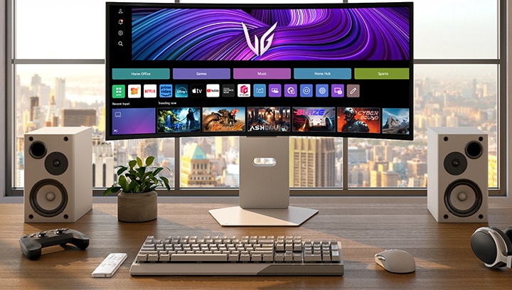Imagem frontal do monitor de jogos UltraGear™ 34gx90sa.
