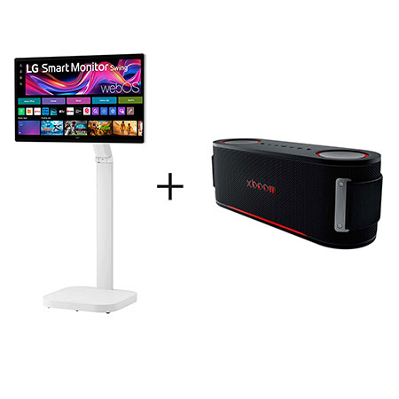 Monitor LG Smart Swing 31.5 polegadas, 4K UHD IPS, Touchscreen, Suporte móvel + Caixa de Som Bluetooth LG xboom Bounce by will.i.am - 32U889S.BOUNCE