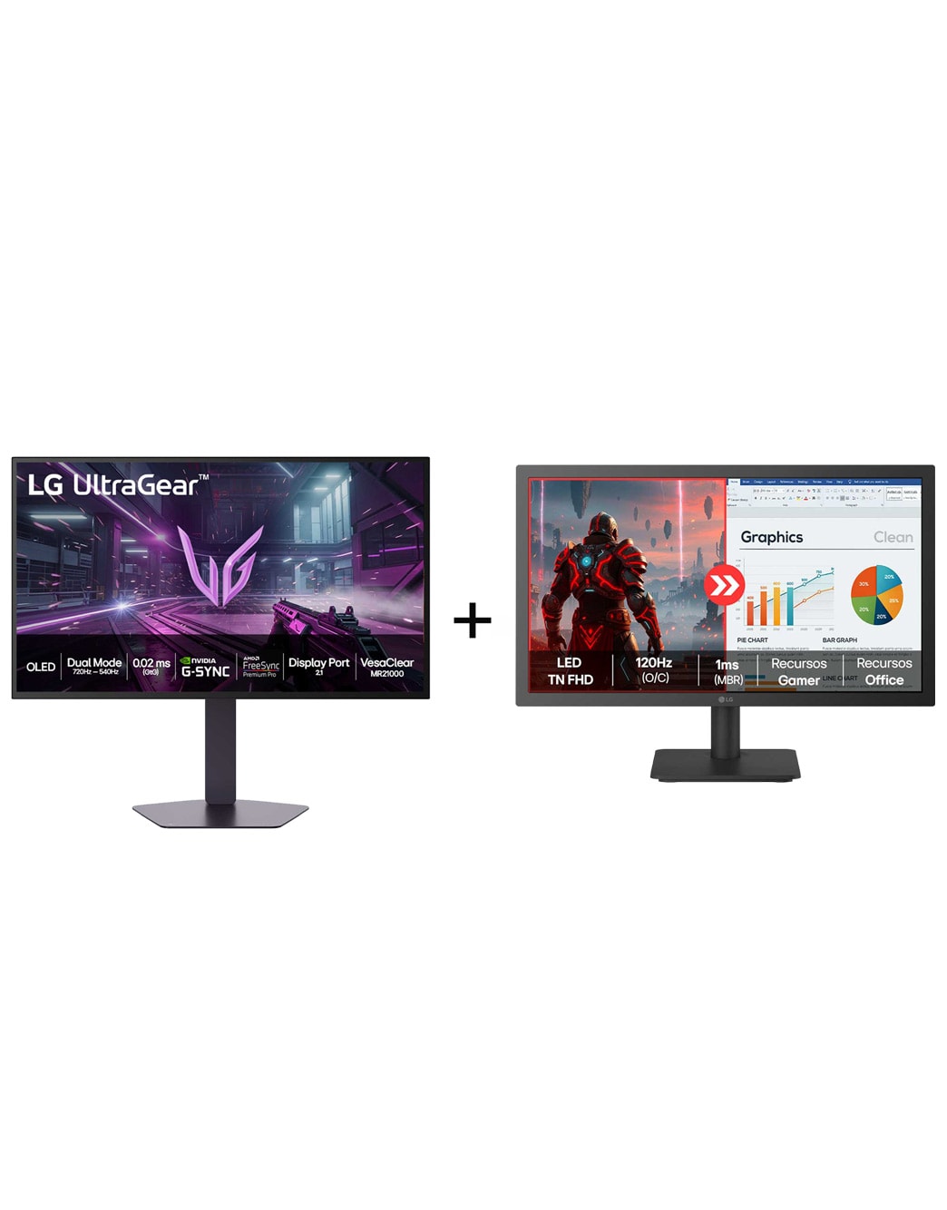 Combo Monitor LG OLED UltraGear™ 27GX790B 27", 480Hz + Monitor LG FHD ...