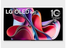  LG OLED G3 mostrando uma colorida obra de arte abstrata.