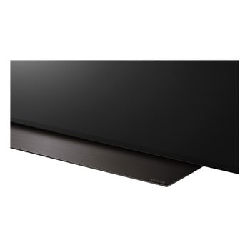 Close-up image of LG OLED TV, OLED B4 from the base, showing 2-pole stand