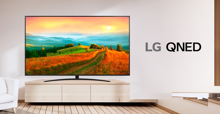 An LG QNED TV displays a screen with vivid colors and accurate color reproduction.