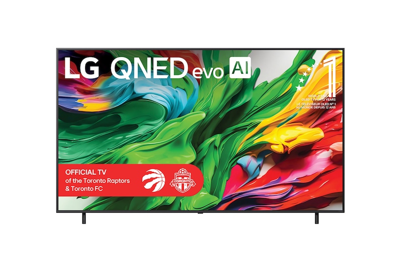Front view of 86 inch LG QNED evo AI QNED85 MiniLED 4K Smart TV 2025 85QNED85AUA