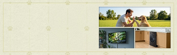 A lifestyle banner showing everyday home routines with LG appliances