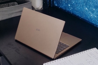 LG gram laptop on a study desk.