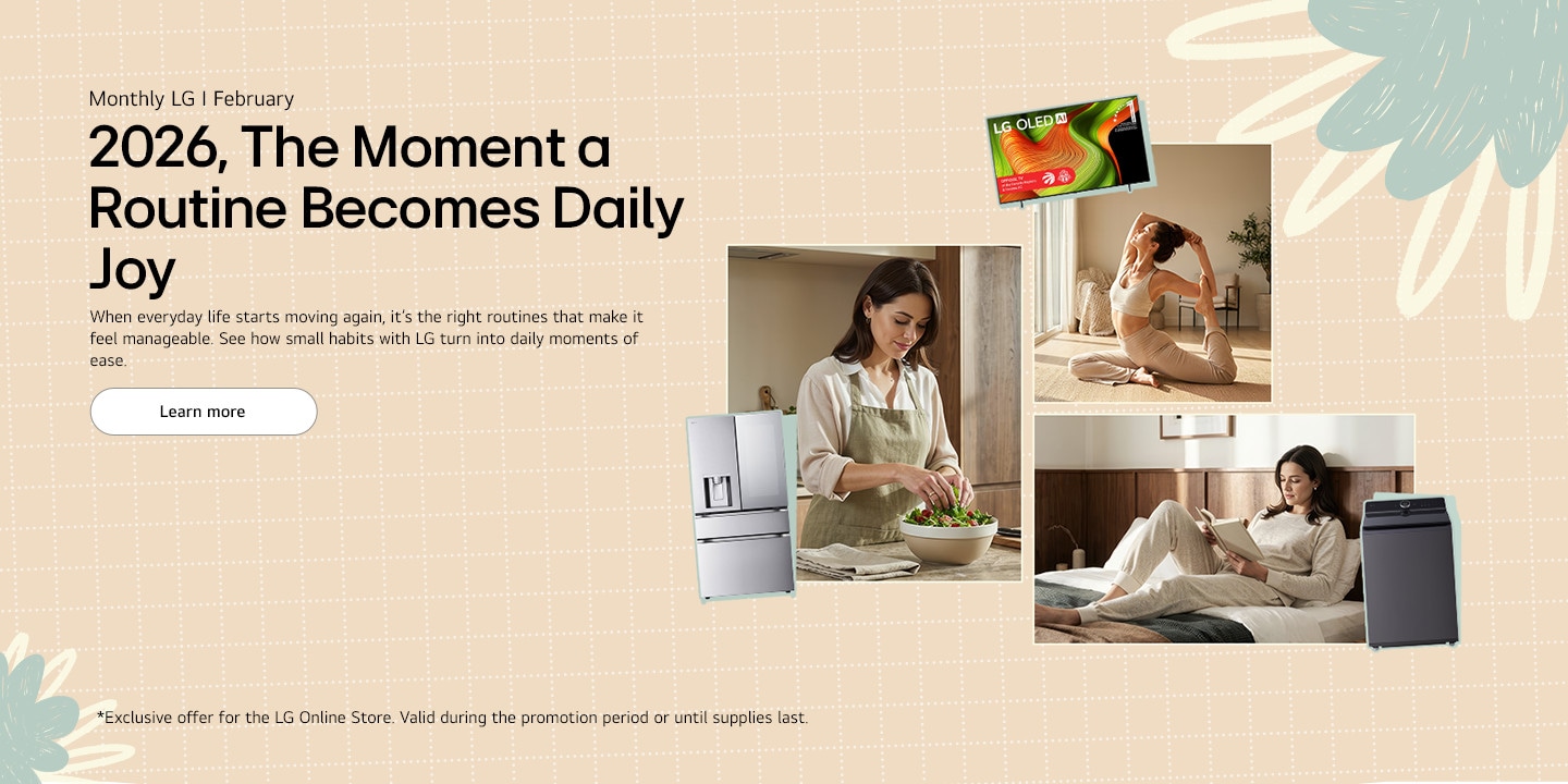 A lifestyle banner showing everyday home routines with LG appliances	